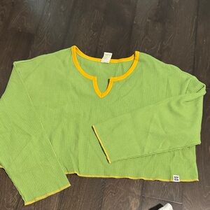 Lucy and Yak Green and Yellow Long Sleeve Top